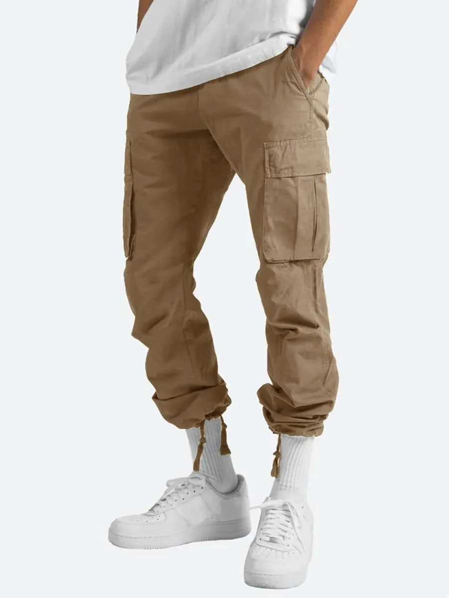 ST26-CP-002 Classic Drawstring Cargo Trousers in Khaki, original product photograph