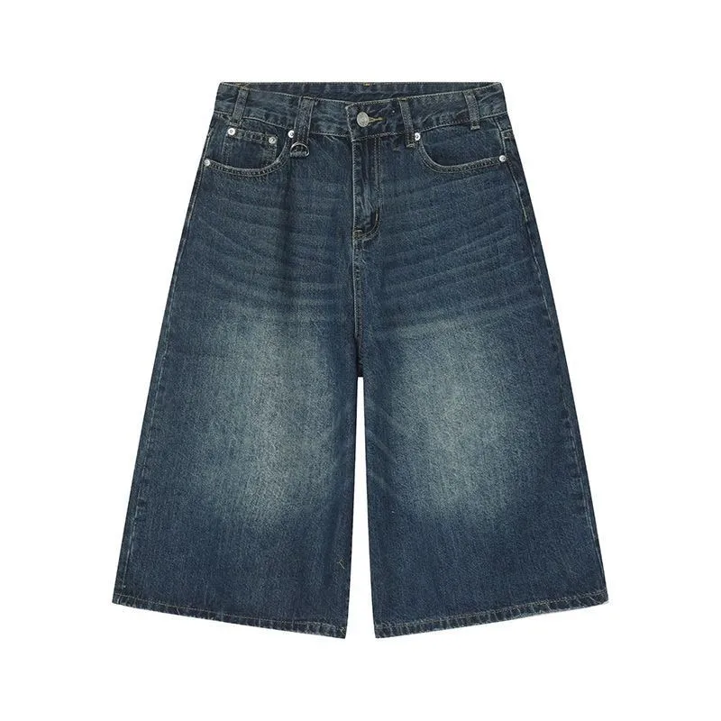 ST26-DJ-004 Vintage-Wash Wide Denim Jorts in Deep Blue, original product photograph