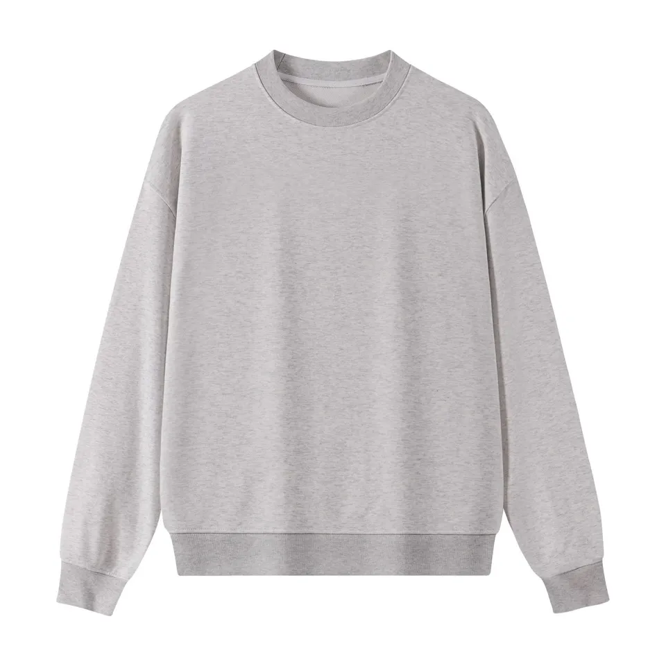 ST26-HD-003 Boxy Wide-Sleeve Crewneck Sweatshirt in Light Grey Marl, original product photograph