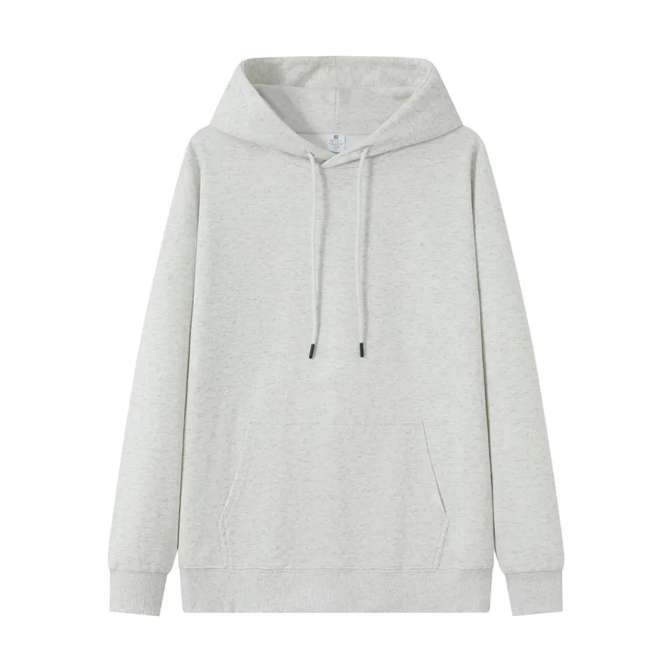 ST26-HD-004 Plain Drawstring Pullover Hoodie in Light Grey Marl, original product photograph