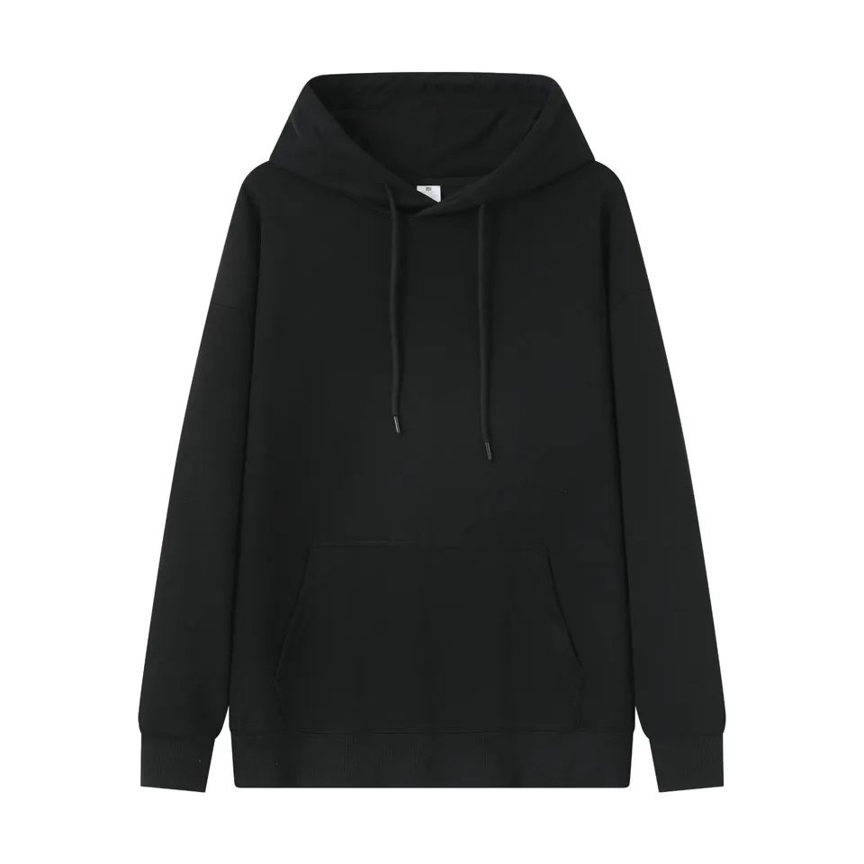 ST26-HD-004 Plain Drawstring Pullover Hoodie in Black, original product photograph