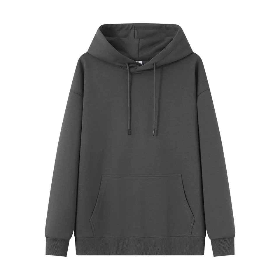 ST26-HD-004 Plain Drawstring Pullover Hoodie in Charcoal, original product photograph