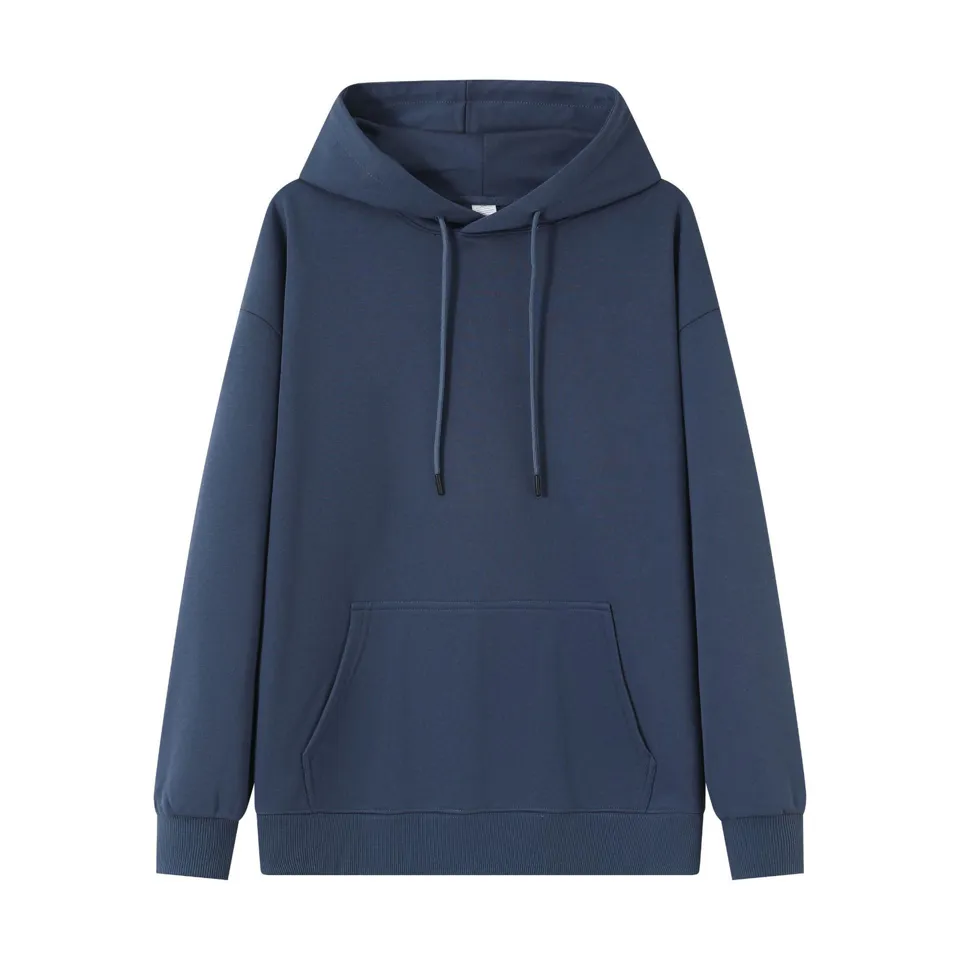 ST26-HD-004 Plain Drawstring Pullover Hoodie in Dusty Blue, original product photograph