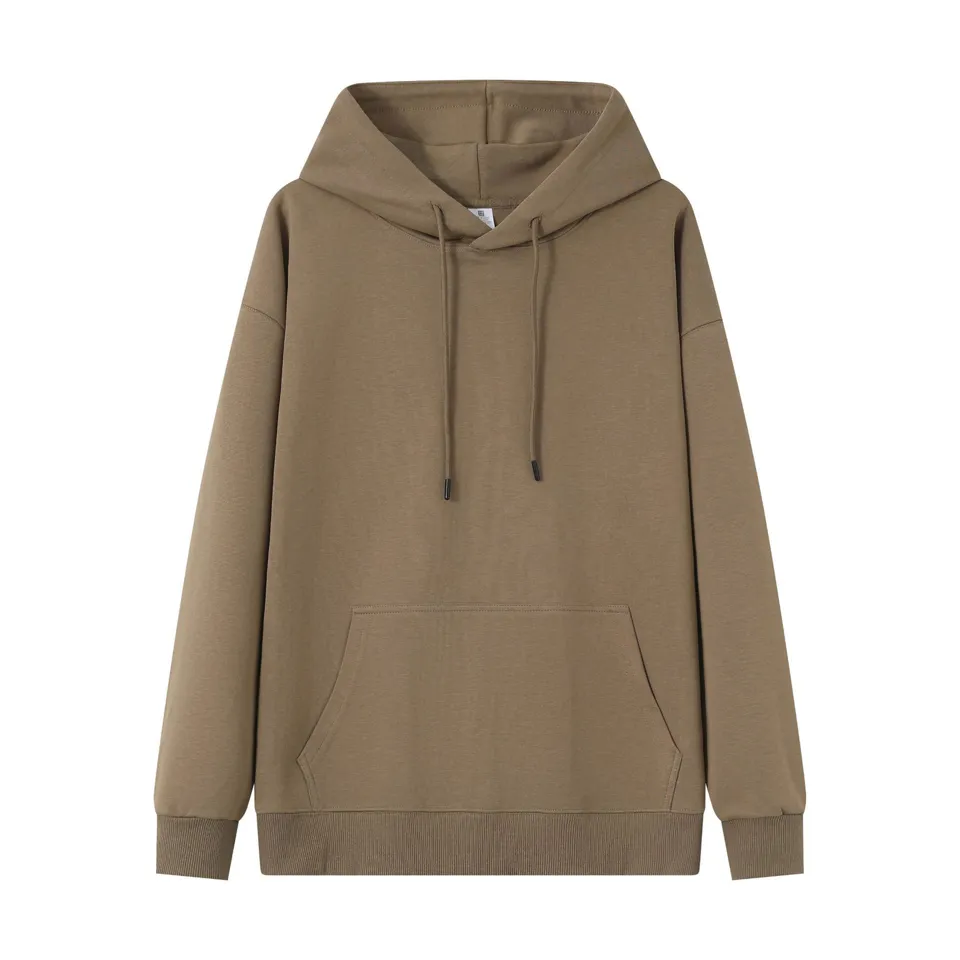 ST26-HD-004 Plain Drawstring Pullover Hoodie in Khaki, original product photograph