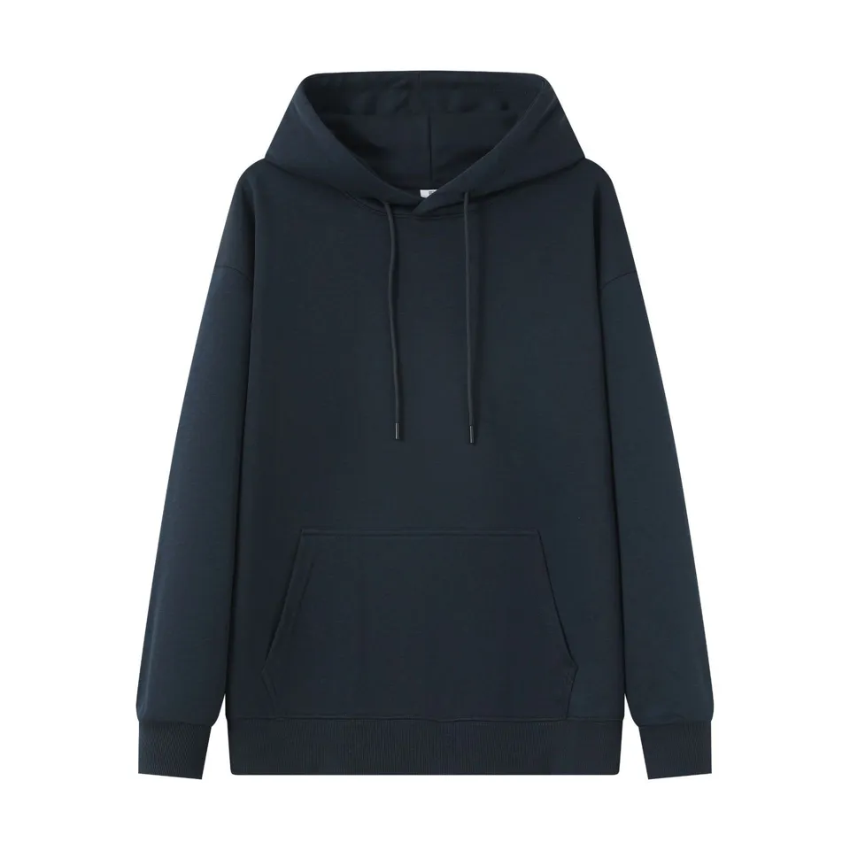 ST26-HD-004 Plain Drawstring Pullover Hoodie in Dark Navy, original product photograph