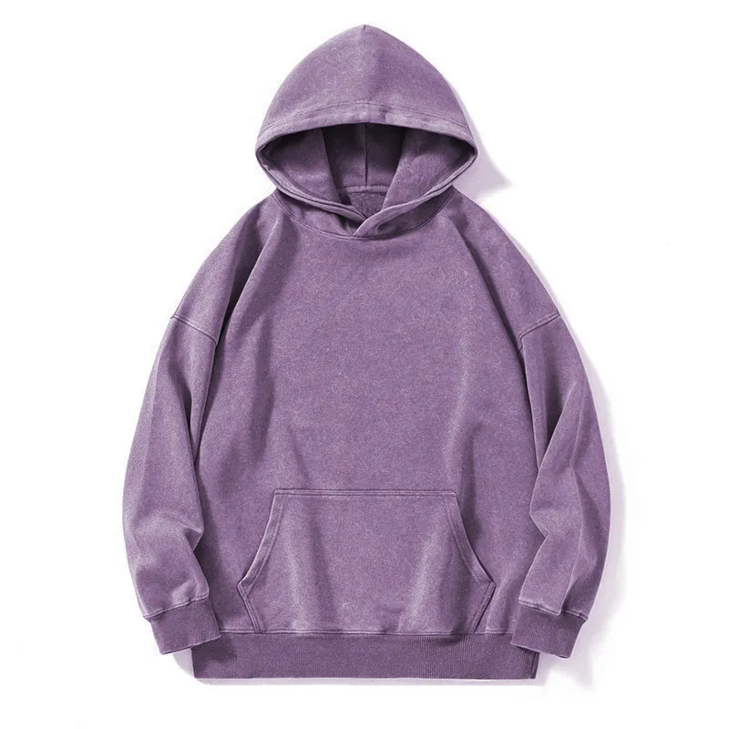 ST26-HD-007 Vintage-Wash Pullover Hoodie in Washed Purple, original product photograph