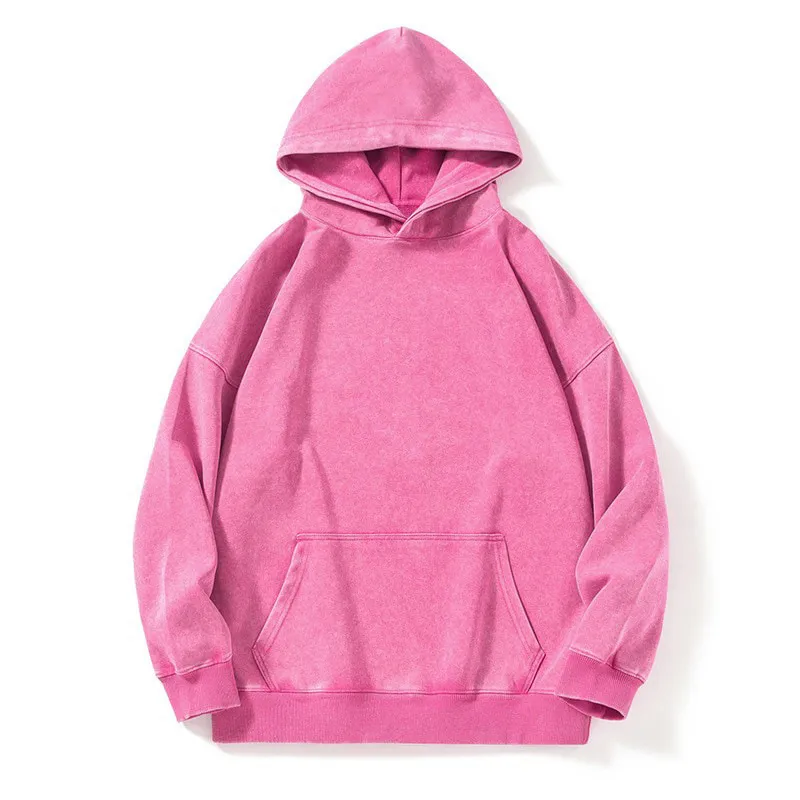 ST26-HD-007 Vintage-Wash Pullover Hoodie in Washed Pink, original product photograph