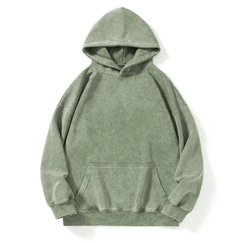 ST26-HD-007 Vintage-Wash Pullover Hoodie in Washed Olive, original product photograph