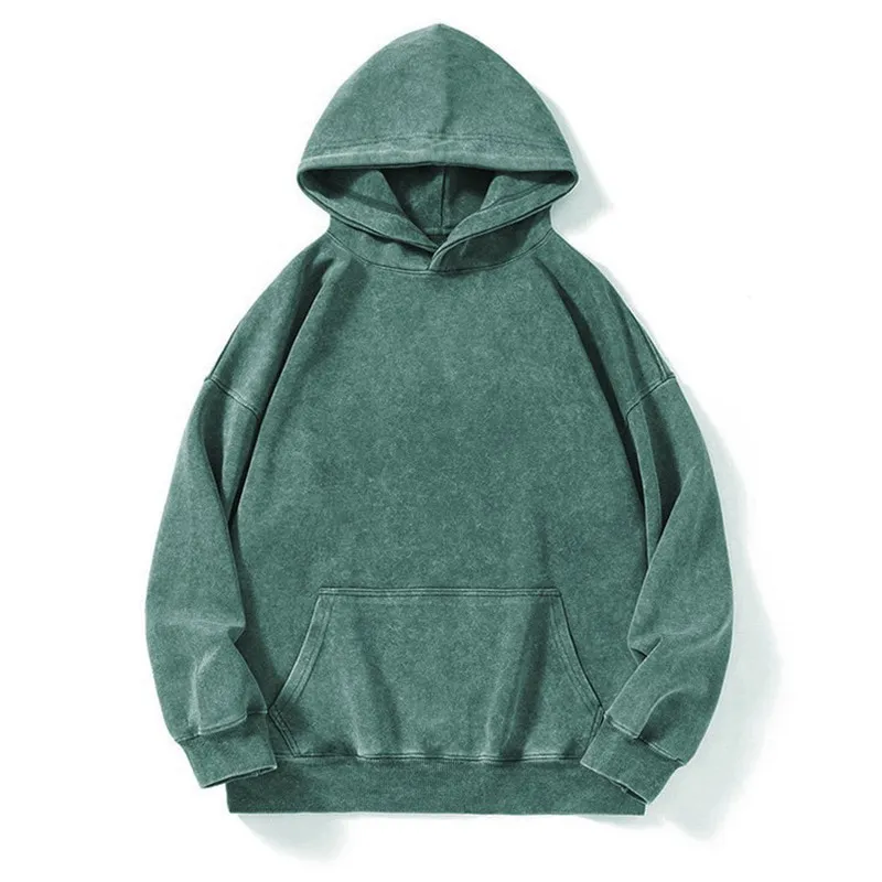 ST26-HD-007 Vintage-Wash Pullover Hoodie in Washed Forest Green, original product photograph