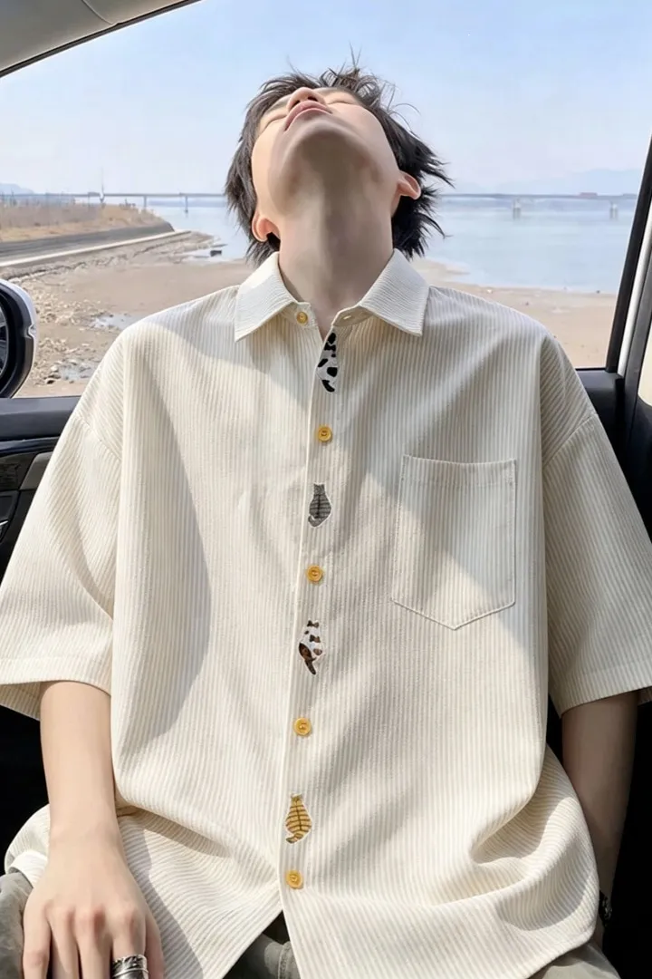 ST26-RS-001 Cream Pinstripe front view — original product photograph