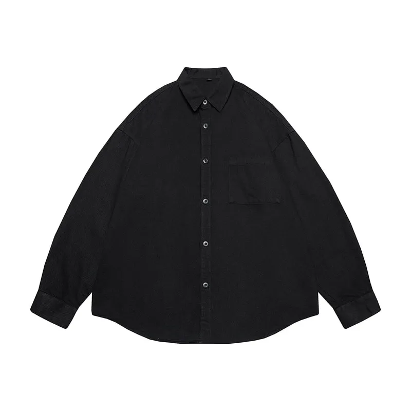 ST26-RS-004 Relaxed Cotton Work Shirt in Black, original product photograph