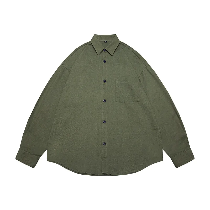 ST26-RS-004 Relaxed Cotton Work Shirt in Olive, original product photograph