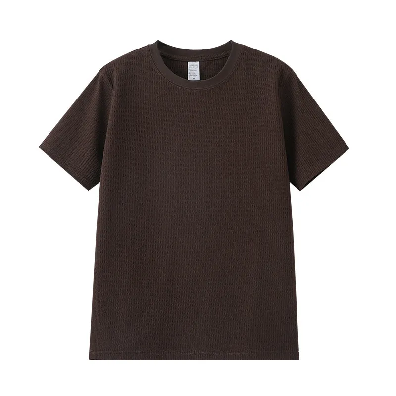 ST26-RW-002 Fine-Waffle Crewneck Tee in Coffee Brown, original product photograph