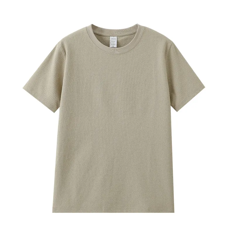 ST26-RW-002 Fine-Waffle Crewneck Tee in Sand, original product photograph