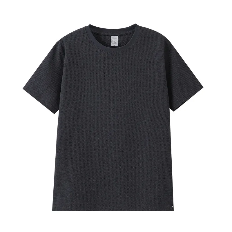 ST26-RW-002 Fine-Waffle Crewneck Tee in Charcoal, original product photograph