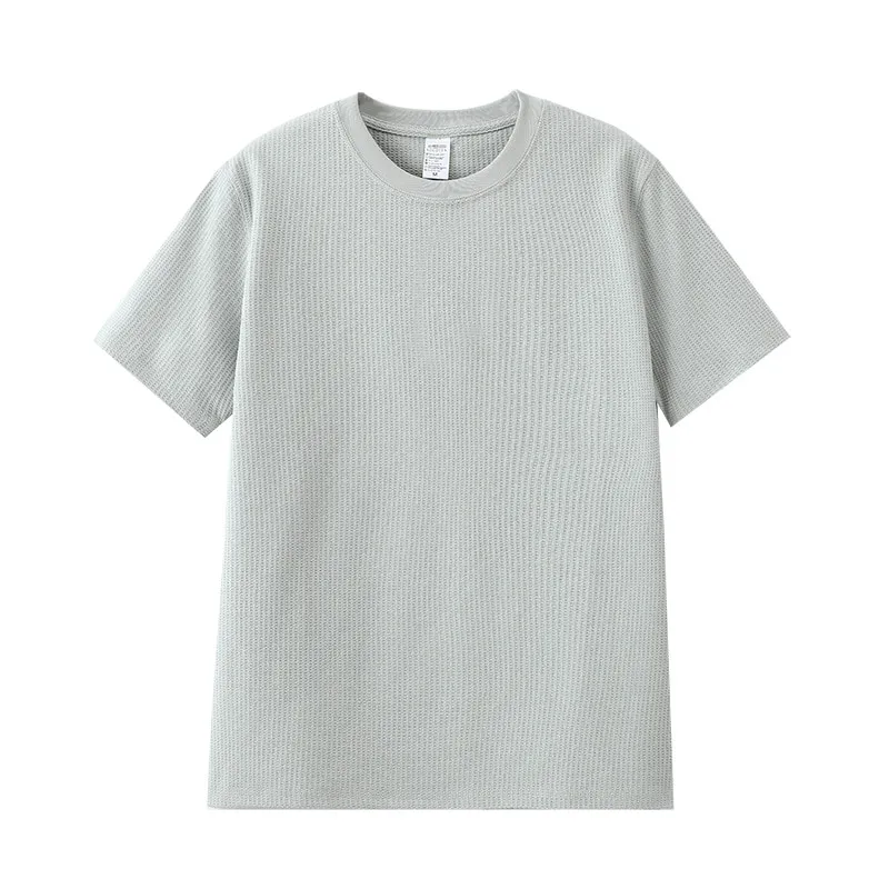 ST26-RW-002 Fine-Waffle Crewneck Tee in Mist Grey, original product photograph