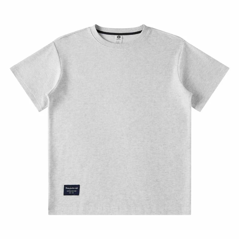 ST26-RW-004 Heavy Waffle Crew-Neck T-Shirt in Grey Marl, original product photograph