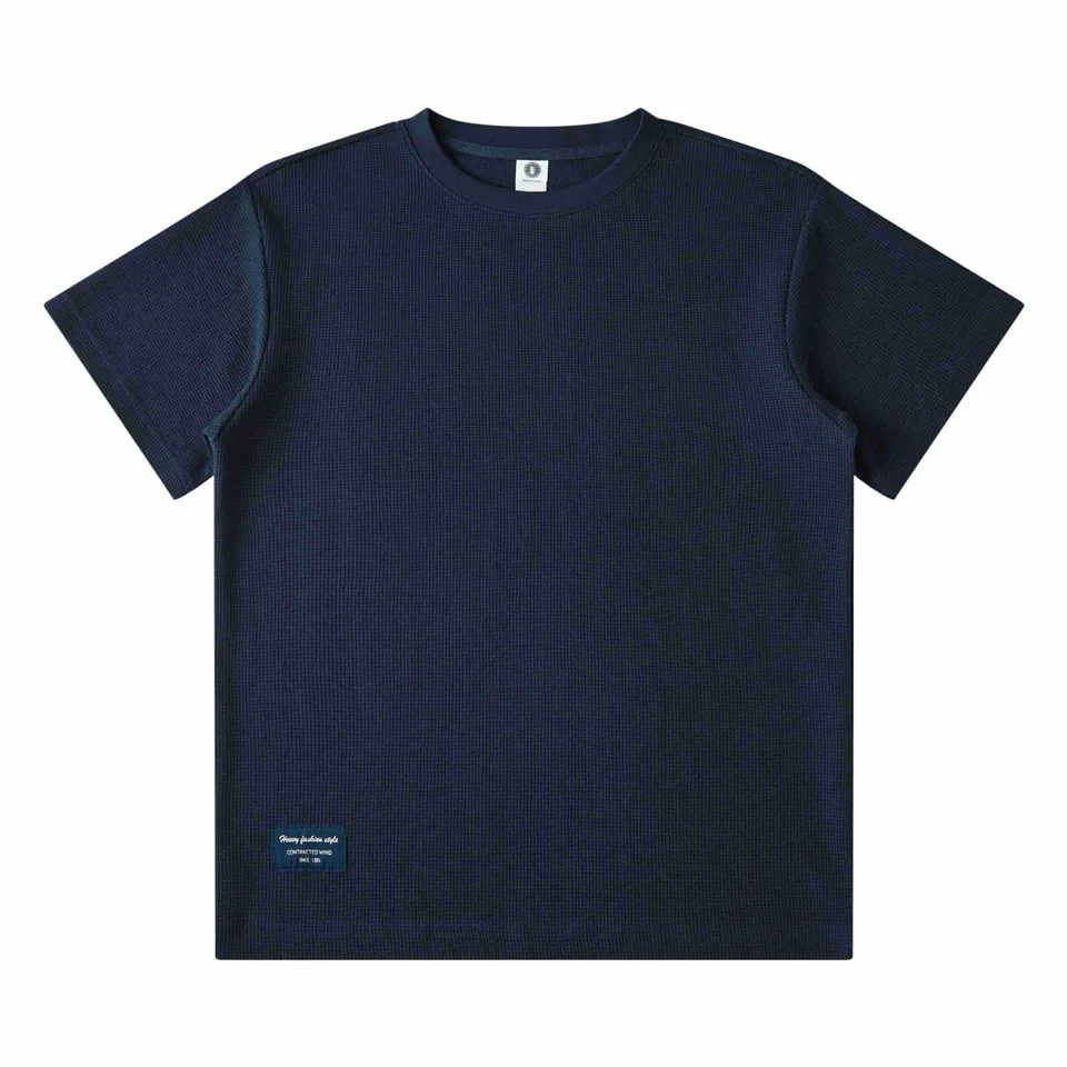 ST26-RW-004 Heavy Waffle Crew-Neck T-Shirt in Indigo, original product photograph