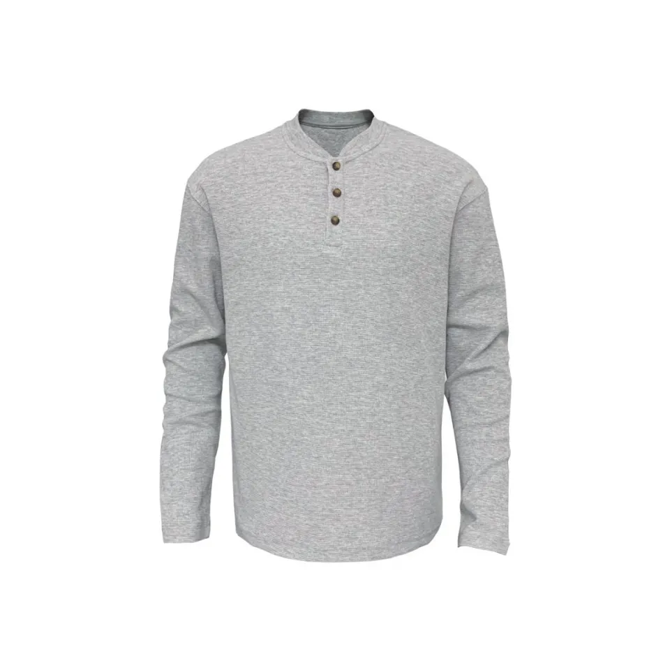 ST26-RW-005 Waffle Henley Long-Sleeve Top in Grey Marl, original product photograph
