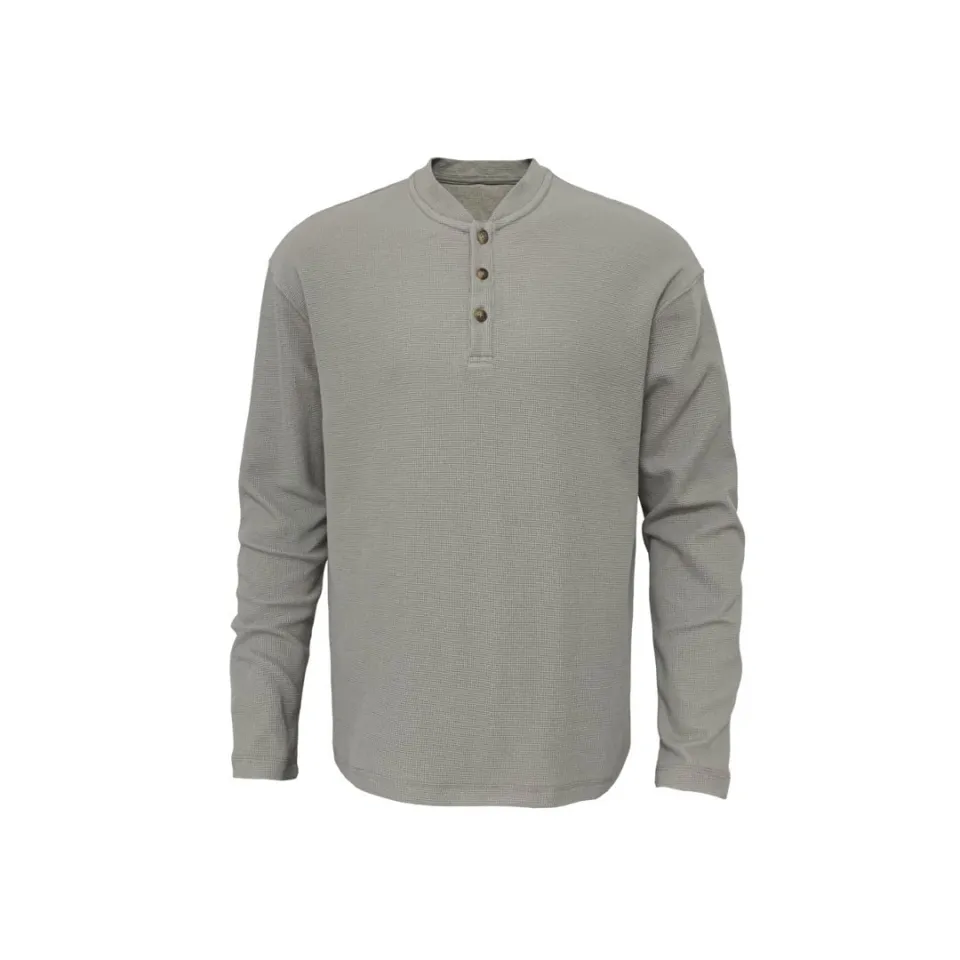 ST26-RW-005 Waffle Henley Long-Sleeve Top in Muted Olive, original product photograph