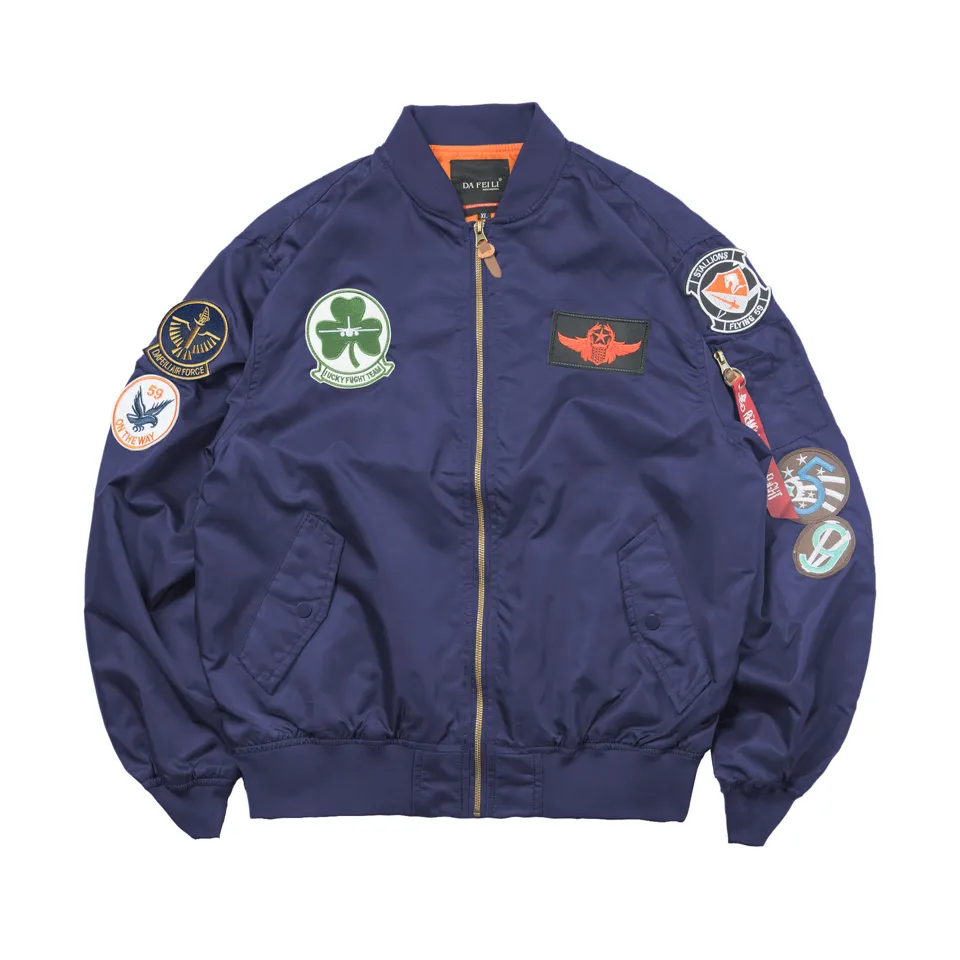 ST26-VB-003 Patch-Detail Flight Bomber Jacket in Navy, original product photograph