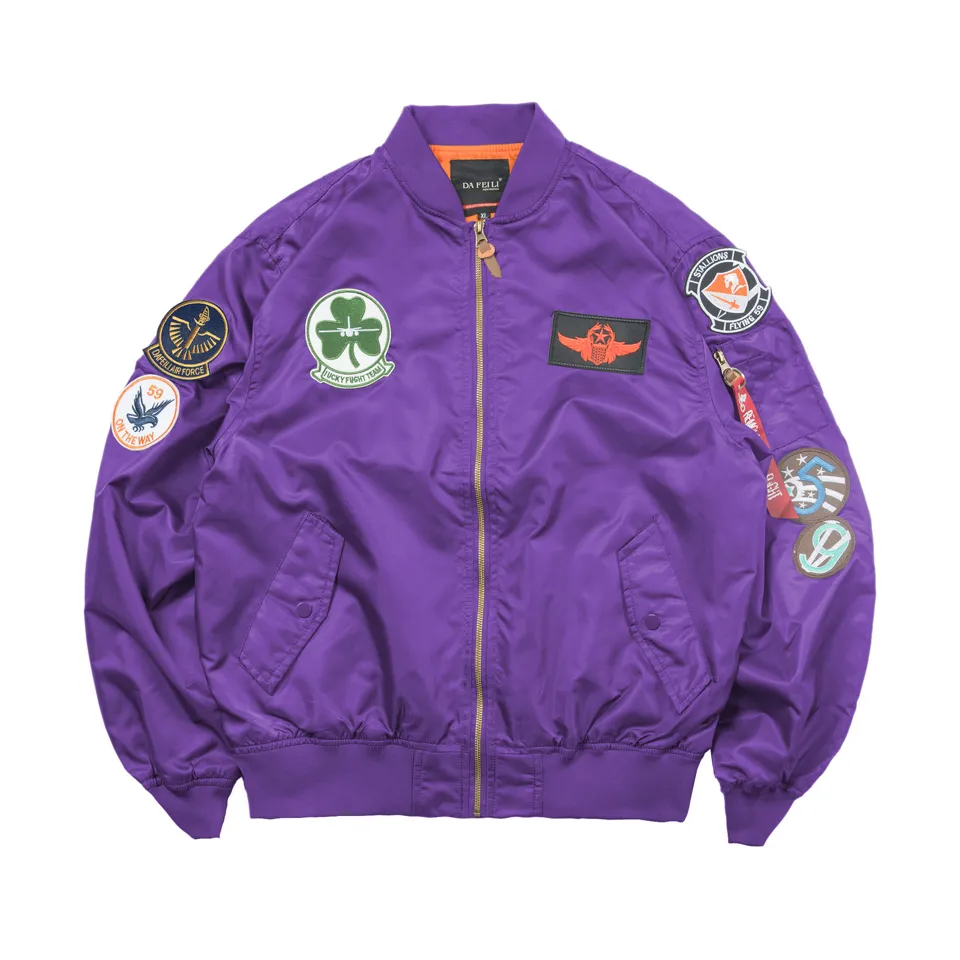 ST26-VB-003 Patch-Detail Flight Bomber Jacket in Purple, original product photograph