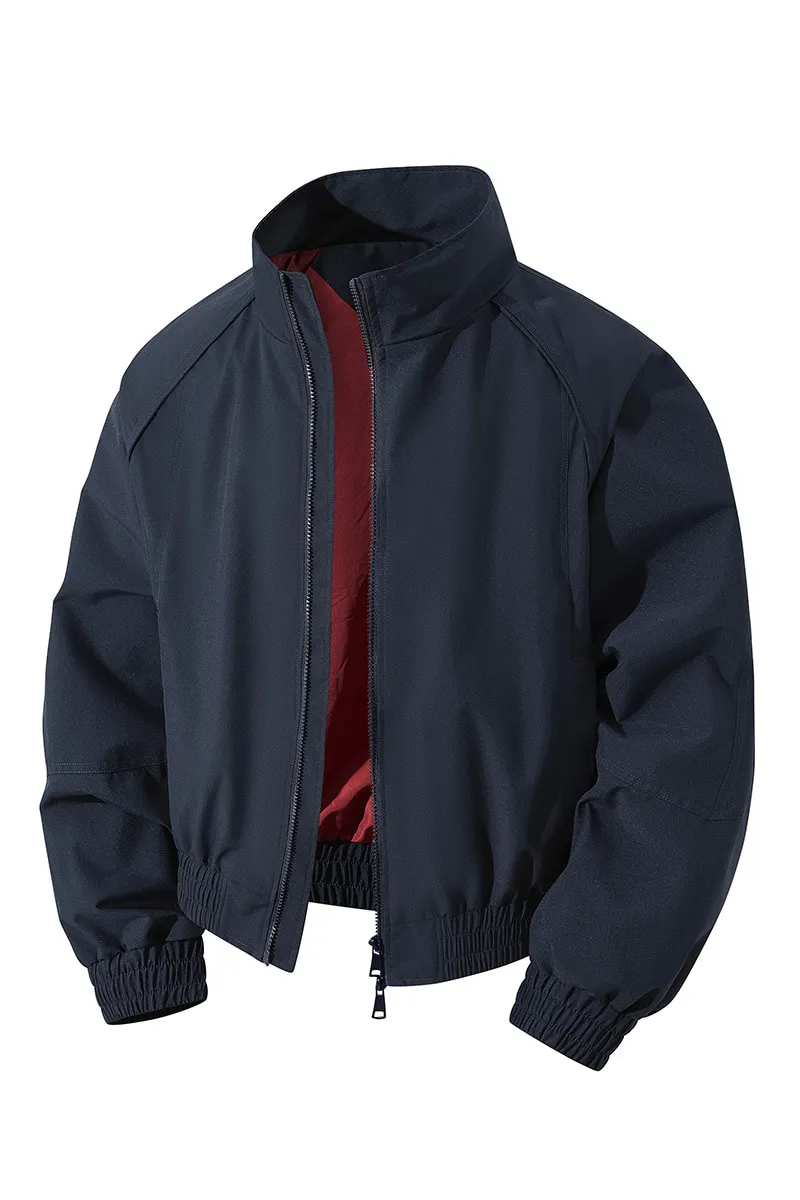 ST26-VB-004 Stand-Collar Relaxed Bomber Jacket in Navy, original product photograph