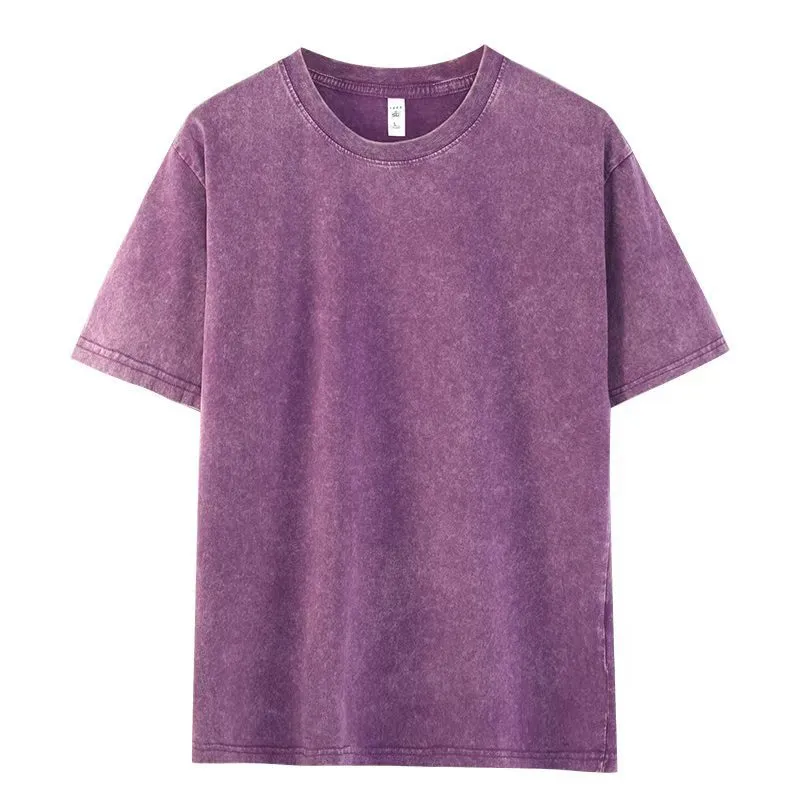 ST26-WT-001 Mottled-Wash Crewneck T-Shirt in Washed Purple, original product photograph