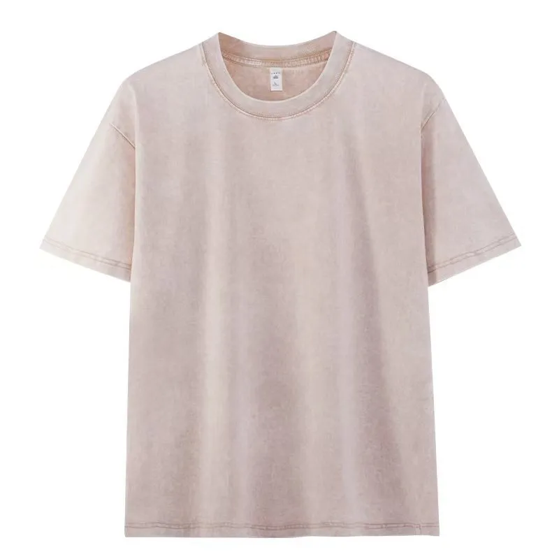 ST26-WT-001 Mottled-Wash Crewneck T-Shirt in Washed Beige, original product photograph