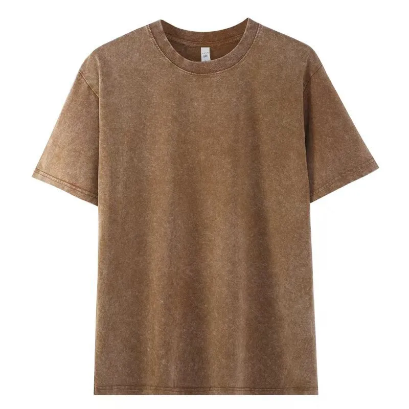 ST26-WT-001 Mottled-Wash Crewneck T-Shirt in Washed Brown, original product photograph