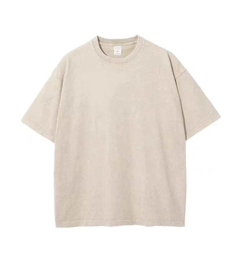 ST26-WT-005 Washed Drop-Shoulder T-Shirt in Beige, original product photograph