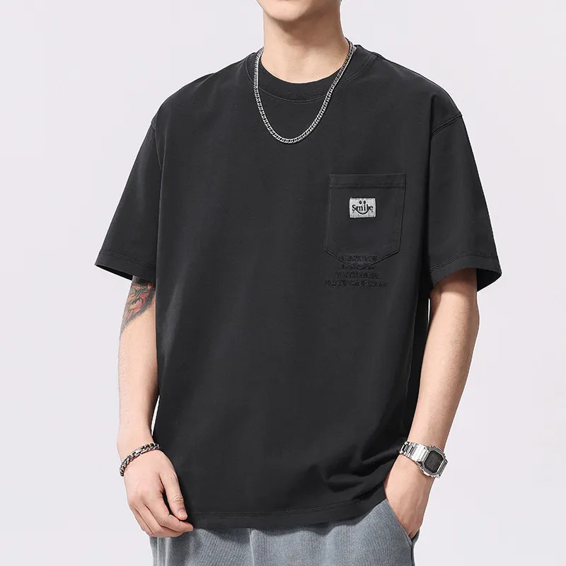 ST26-WT-006 Stone-Washed Pocket T-Shirt in Black, original product photograph